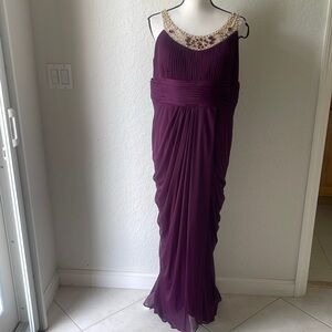 Adrianna Papell Purple Evening Gown with Embellished Neckline Size 16